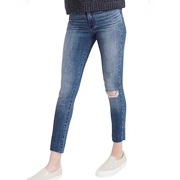 Abercrombie & Fitch Jeans Womens 25 Harper Low Rise Ankle Distressed Studded Den - Picture 2 of 8